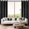 Zasłona gotowa VANI czarna 140 X 250 cm – miękka szenilowa struktura