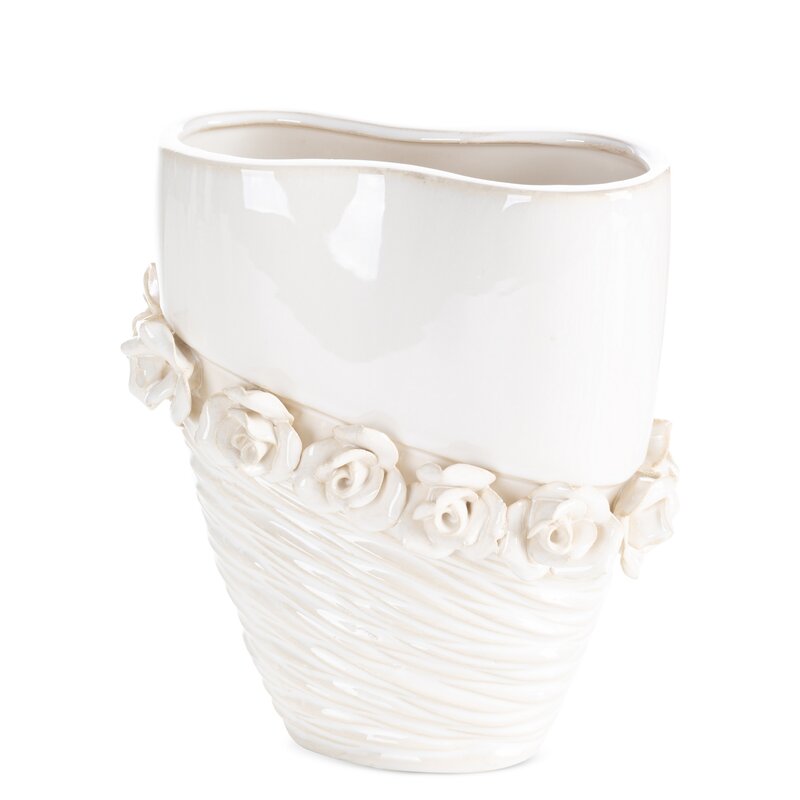 Wazon ceramiczny ELIANA kremowy 18 X 9 X 23 CM – na suszki i kwiaty