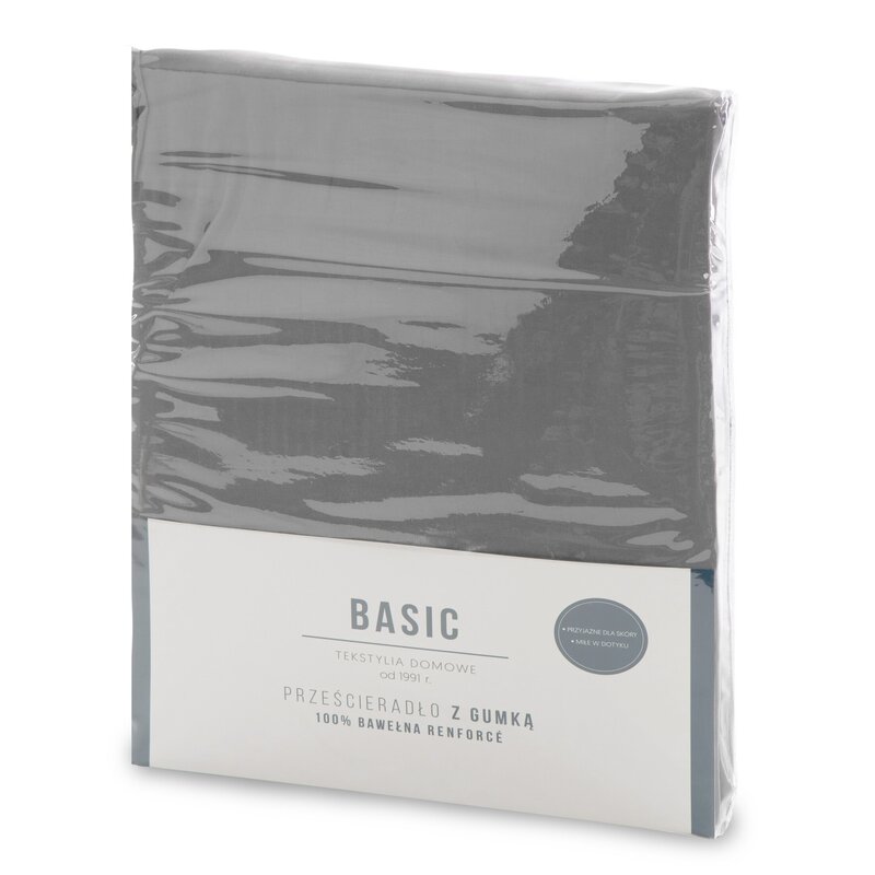 Prześcieradło z gumką Basic stalowe 180 X 200 X 30 CM – miękkie i przewiewne