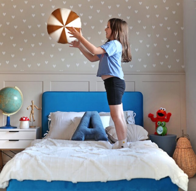 Tapicerowane Łóżko Dziecięce Redu Kids Box Texti - Elegancja z Lamówką i Skrzynią