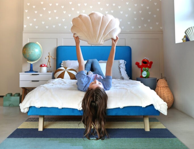 Łóżko Tapicerowane Rosnące Dziecięce Redu Kids Legs Texti