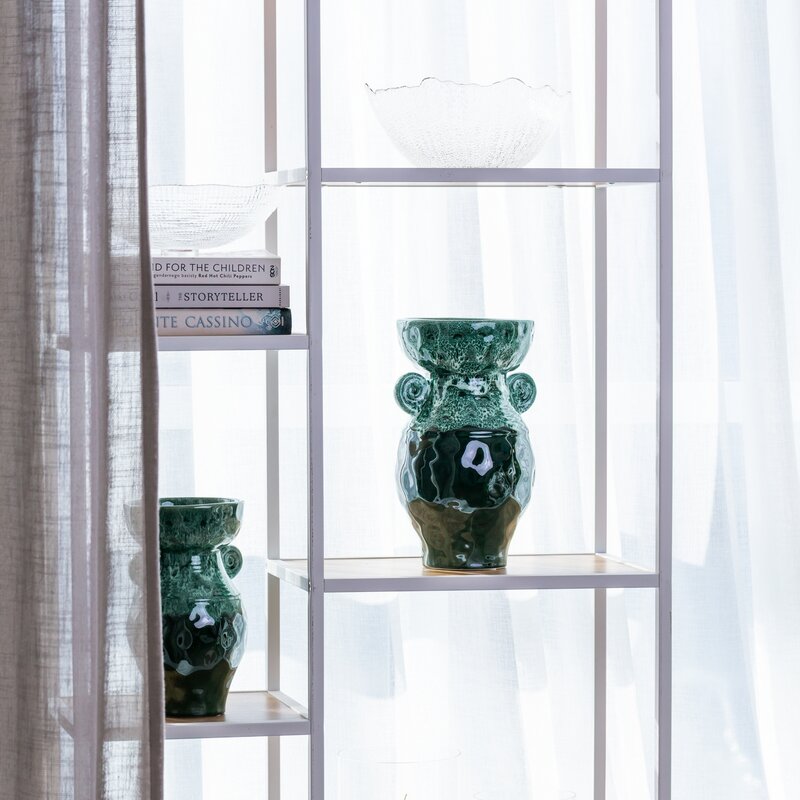 Wazon ceramiczny Dina zielony O 14 X 25 cm – na susze i świeże kwiaty