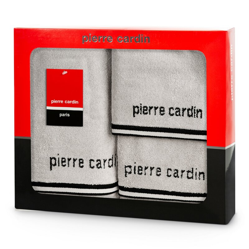 Komplet ręczników 3 szt. Pierre Cardin Rocco srebrny 30x50 cm, 50x90 cm, 70x140 cm – miękkie i chłonne