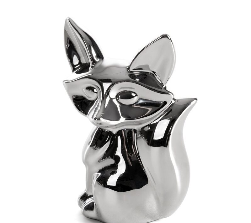 Figurka ceramiczna Fabio (02) srebrna 10 X 8 X 15 CM – na komodę i półkę