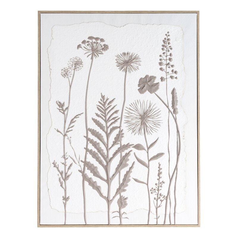 Obraz ręcznie malowany motyw roślinny biały 45 X 60 cm – wnosi świeżość i spokój