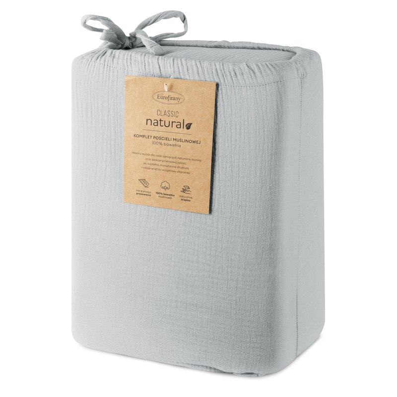 KOMPLET POŚCIELI MUSLIN 140 X 200 CM SREBRNY