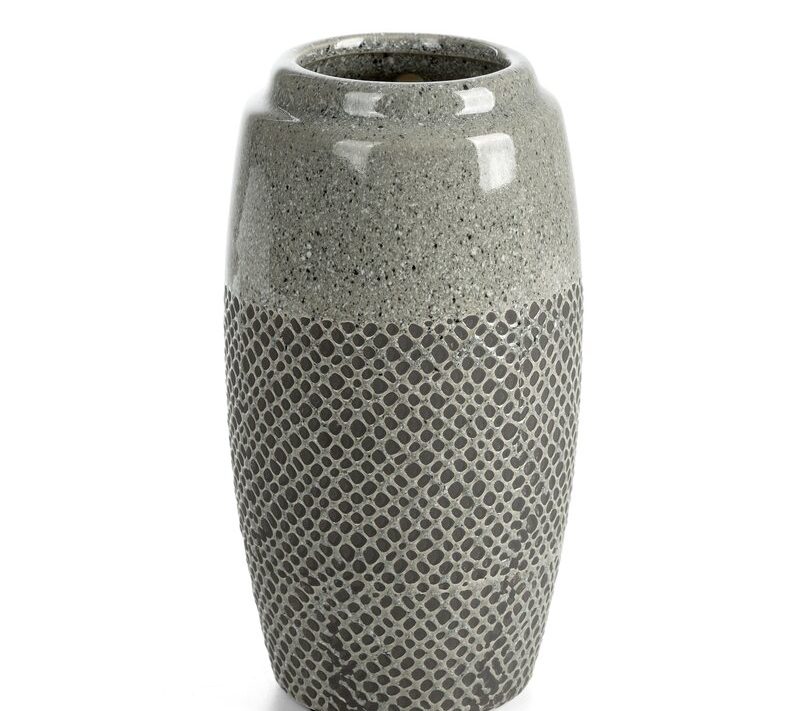 Wazon ceramiczny Nori (02) stalowy O 13 X 25 CM – na susze i kwiaty