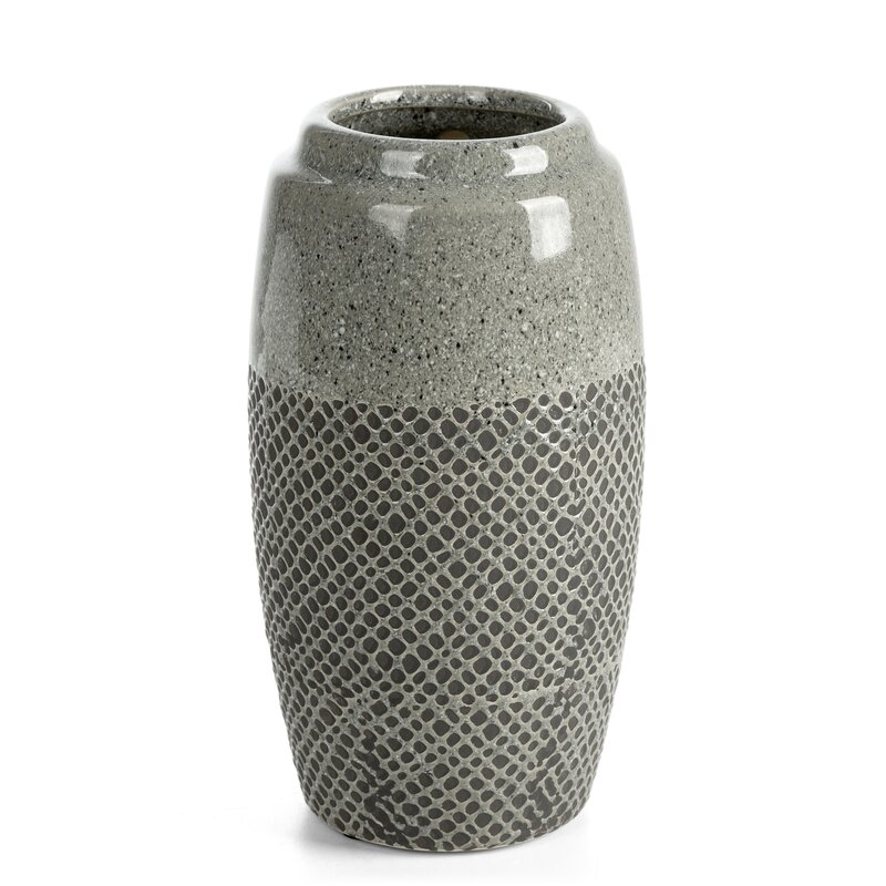 Wazon ceramiczny Nori (02) stalowy O 13 X 25 CM – na susze i kwiaty