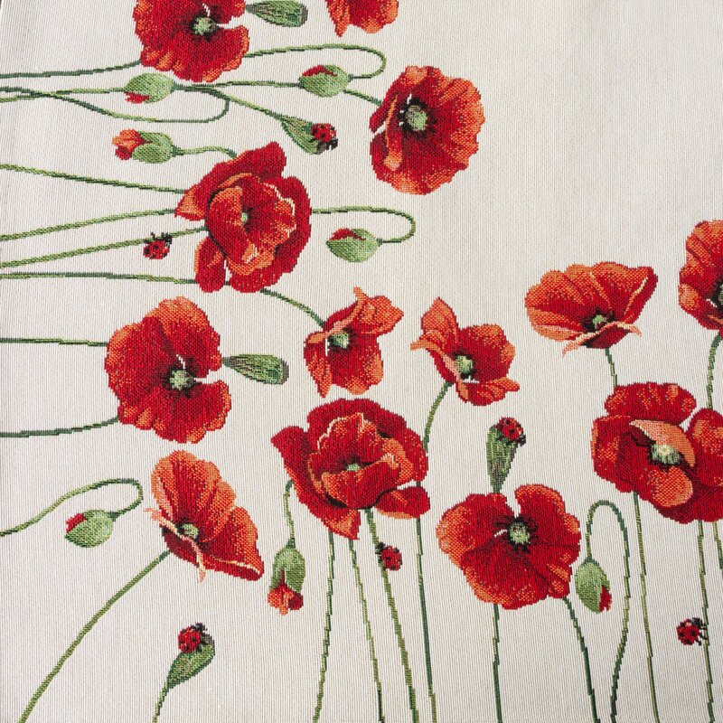 Obrus gobelinowy Maki naturalny 140X180 – wiosenna elegancja