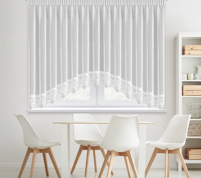 Firana gotowa Artemida biała 400 X 160 CM – z delikatną obszywką