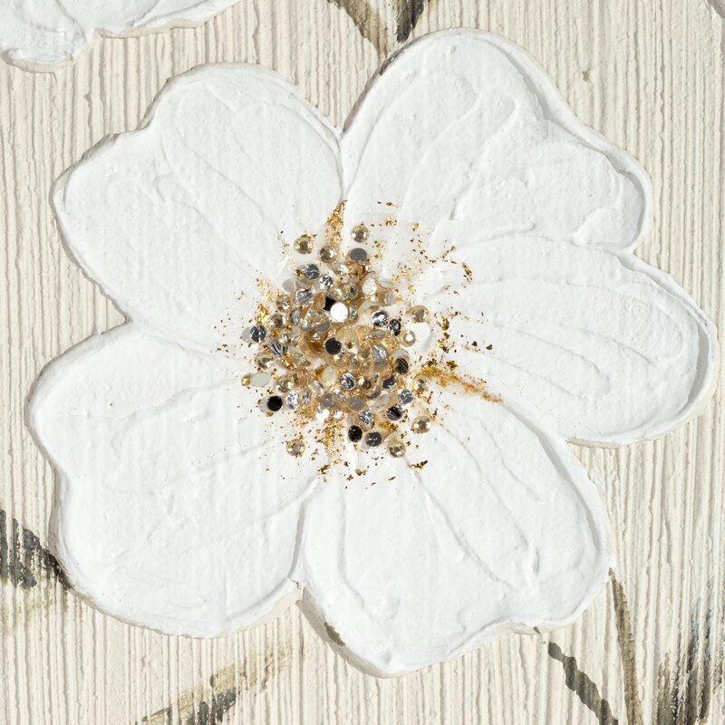 Obraz ręcznie malowany kwiaty kremowy 92 X 122 CM – spokój i elegancja