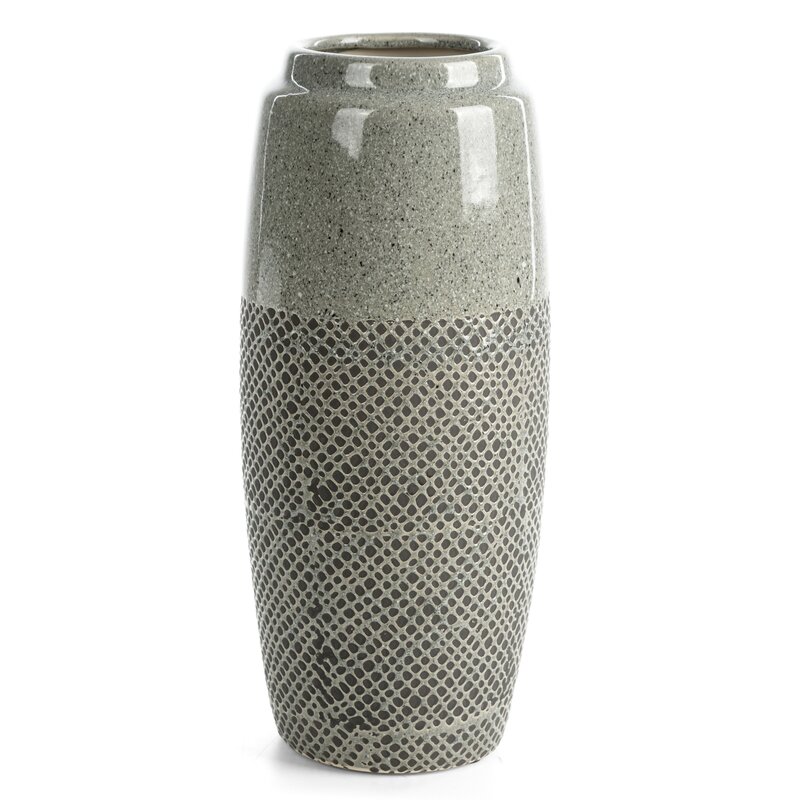 Wazon ceramiczny Nori (01) stalowy O 16 X 36 CM – z unikalną fakturą