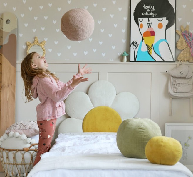 Łóżko Dziecięce Double Bed Daisy Stokrotka - Podwójne Łóżko Tapicerowane Z Szufladą Spania