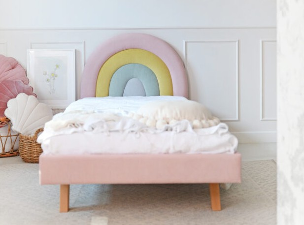 Tapicerowane Łóżko Dziecięce Rainbow Tęcza Legs Texti - Rosnące