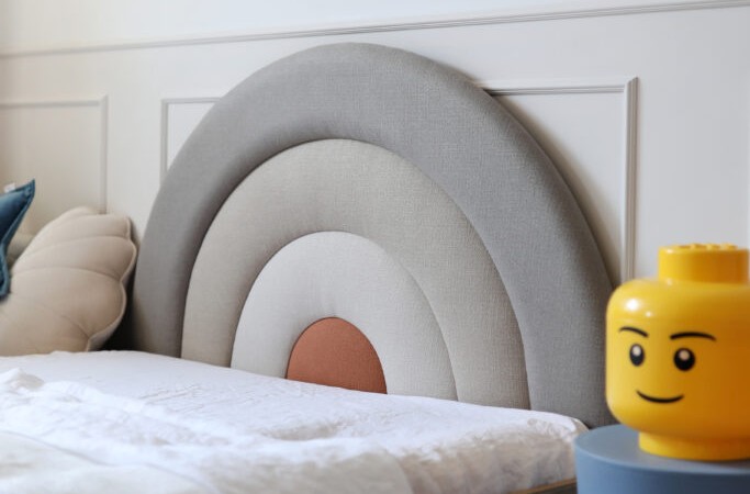 Łóżko Dziecięce Tęcza Double Bed - Podwójne Łóżko Tapicerowane Z Wysuwaną Szufladą Spania