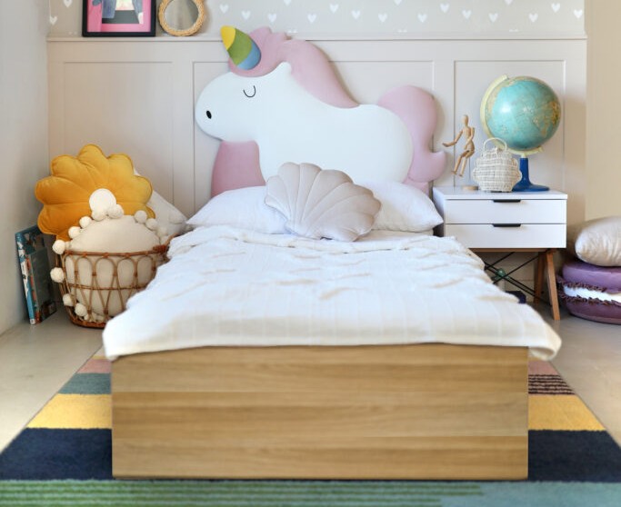 Łóżko Dziecięce Unicorn Box Basic - Łóżko Z Pojemnikiem I Zagłówkiem W Kształcie Jednorożca
