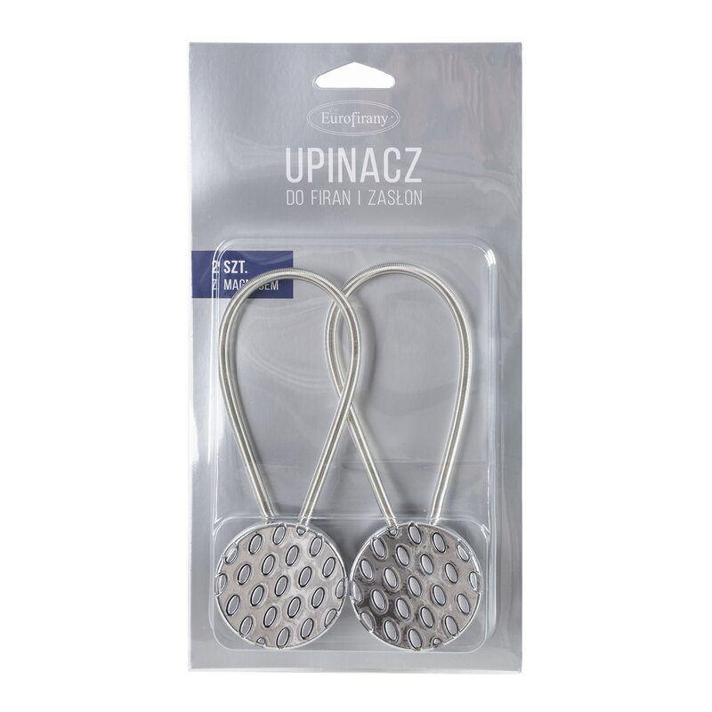 Upinacz dekoracyjny z magnesem srebrny 5 X 17 cm – do eleganckiego upinania zasłon