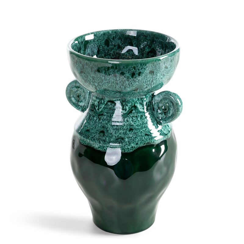 Wazon ceramiczny Dina zielony O 14 X 25 cm – na susze i świeże kwiaty