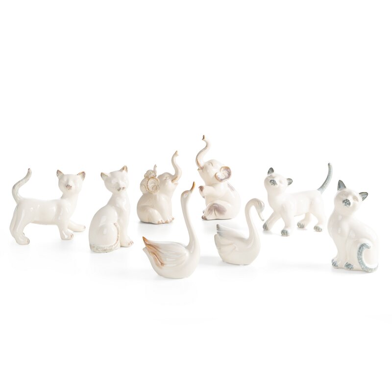 Ceramiczna figurka słoni Avani (03) kremowa 13 X 9 X 20 CM – symbol rodzinnych więzi