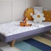 Łóżko Dziecięce Sofa Legs Texti - Minimalistyczne Tapicerowane Łóżko Rosnące Przypodłogowe Na Nóżkach