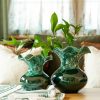 Wazon ceramiczny Dina zielony O 18 X 20 cm – z falistym brzegiem