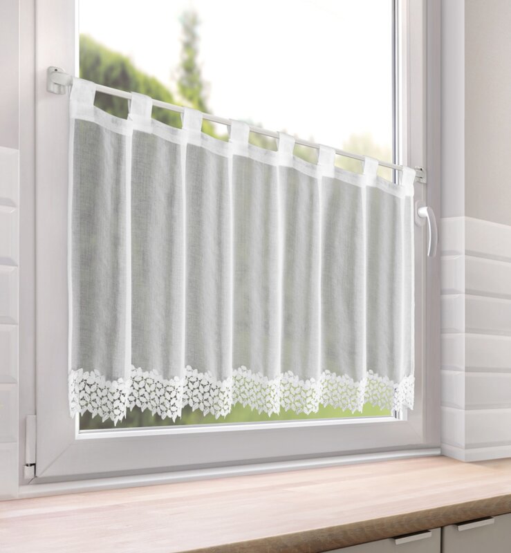 Firana gotowa Hestia na szelkach biała 150 X 70 CM – z elegancką koronką