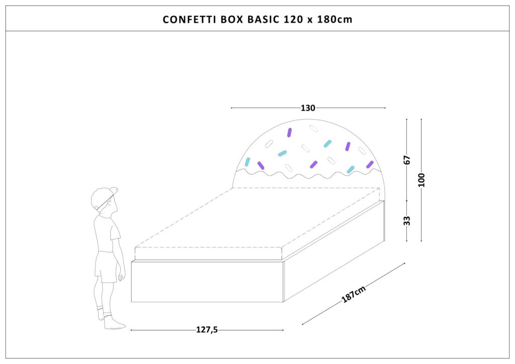 Łóżko Dziecięce Confetti Box Basic - Łóżko Z Pojemnikiem I Zagłówkiem W Kształcie Lodowego Deseru
