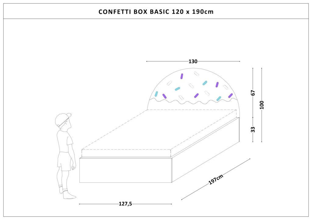 Łóżko Dziecięce Confetti Box Basic - Łóżko Z Pojemnikiem I Zagłówkiem W Kształcie Lodowego Deseru