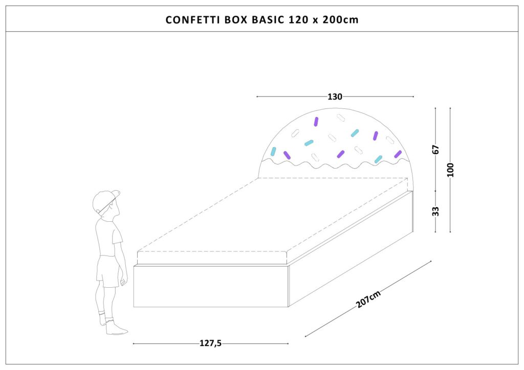 Łóżko Dziecięce Confetti Box Basic - Łóżko Z Pojemnikiem I Zagłówkiem W Kształcie Lodowego Deseru