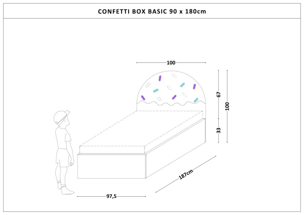 Łóżko Dziecięce Confetti Box Basic - Łóżko Z Pojemnikiem I Zagłówkiem W Kształcie Lodowego Deseru