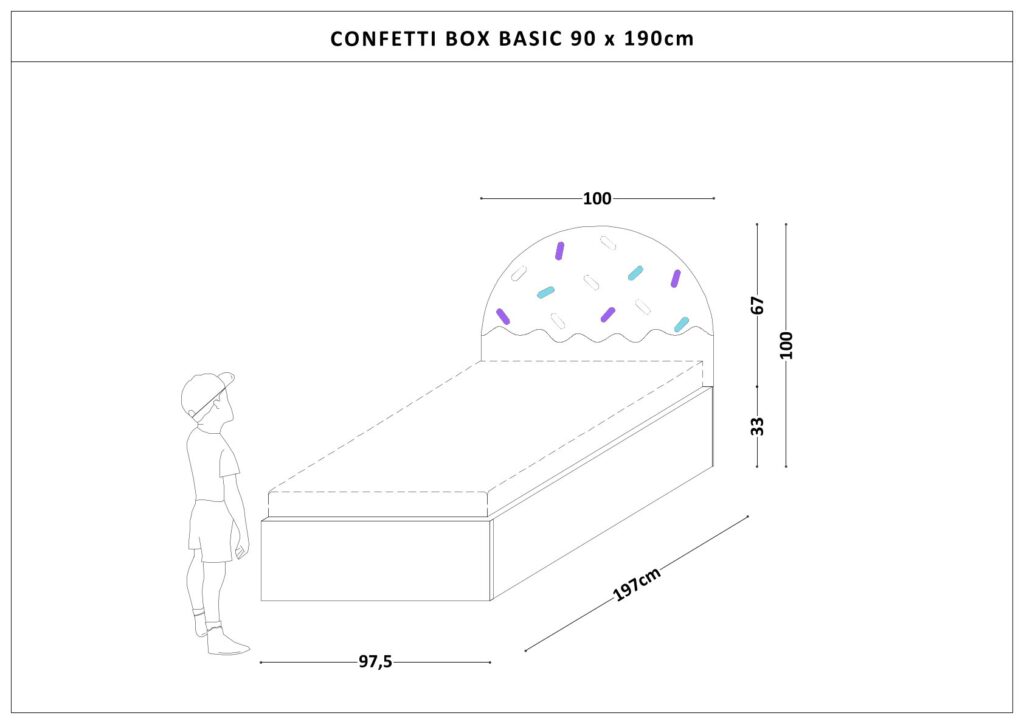 Łóżko Dziecięce Confetti Box Basic - Łóżko Z Pojemnikiem I Zagłówkiem W Kształcie Lodowego Deseru