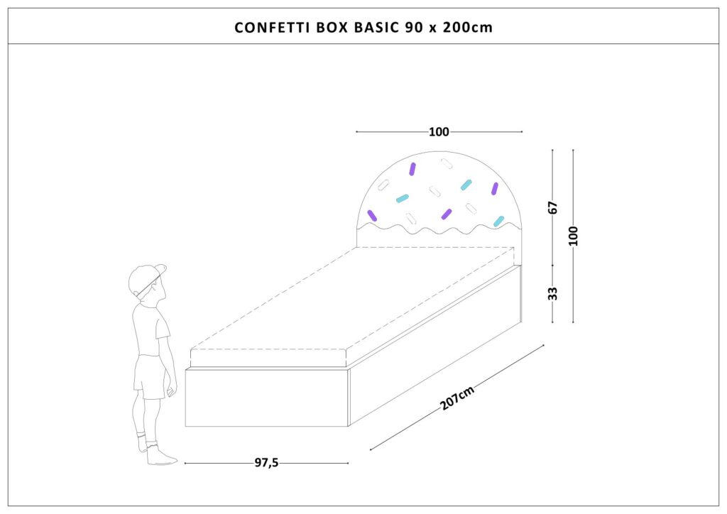 Łóżko Dziecięce Confetti Box Basic - Łóżko Z Pojemnikiem I Zagłówkiem W Kształcie Lodowego Deseru