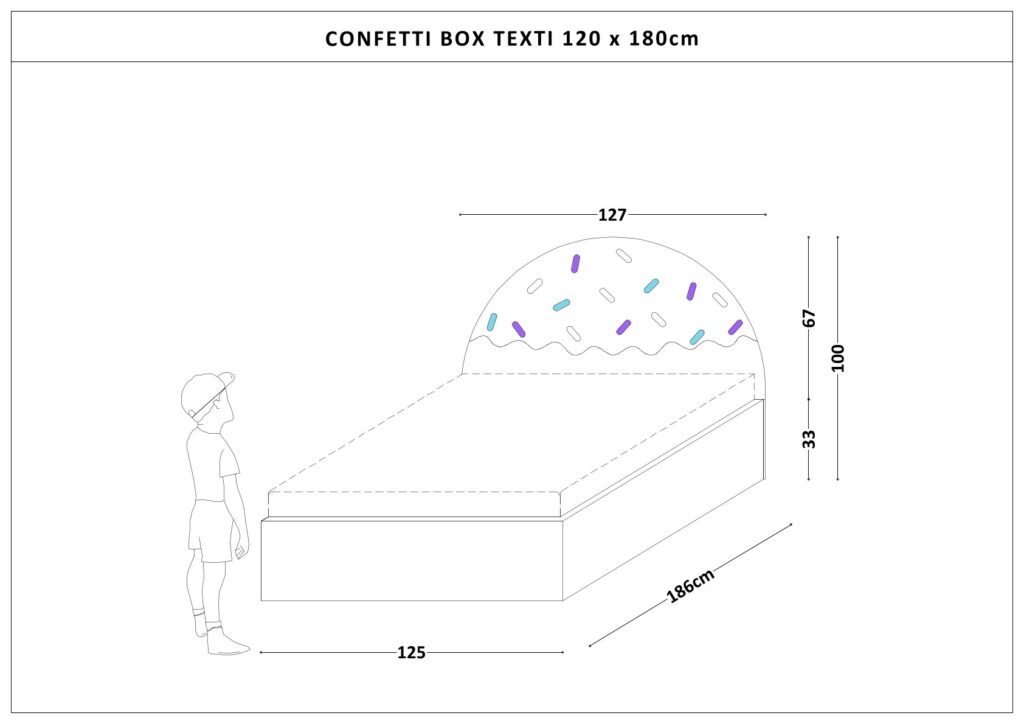 Łóżko Dziecięce Confetti Box Texti - Tapicerowane Łóżko Z Pojemnikiem I Motywem Lodowego Deseru