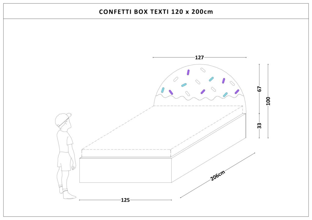 Łóżko Dziecięce Confetti Box Texti - Tapicerowane Łóżko Z Pojemnikiem I Motywem Lodowego Deseru