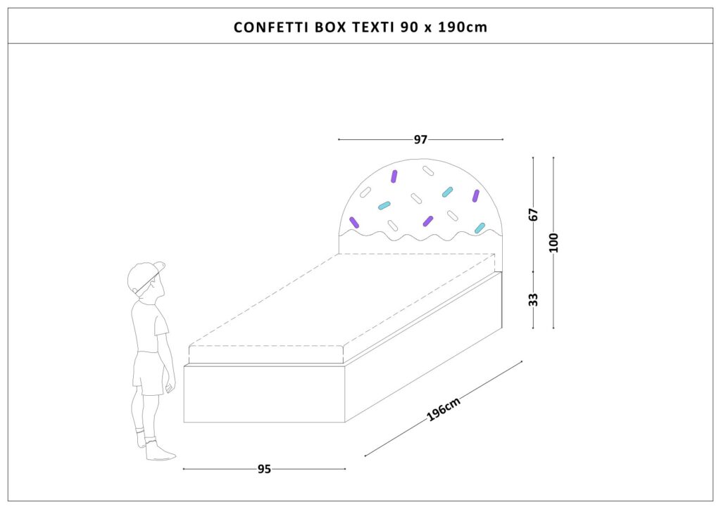 Łóżko Dziecięce Confetti Box Texti - Tapicerowane Łóżko Z Pojemnikiem I Motywem Lodowego Deseru