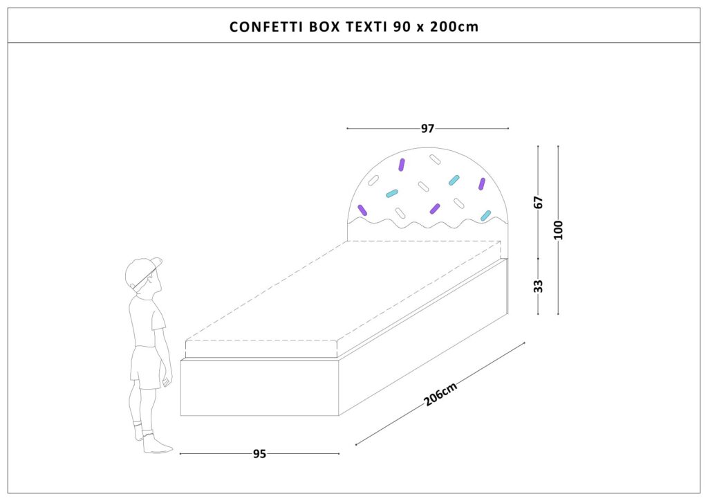 Łóżko Dziecięce Confetti Box Texti - Tapicerowane Łóżko Z Pojemnikiem I Motywem Lodowego Deseru