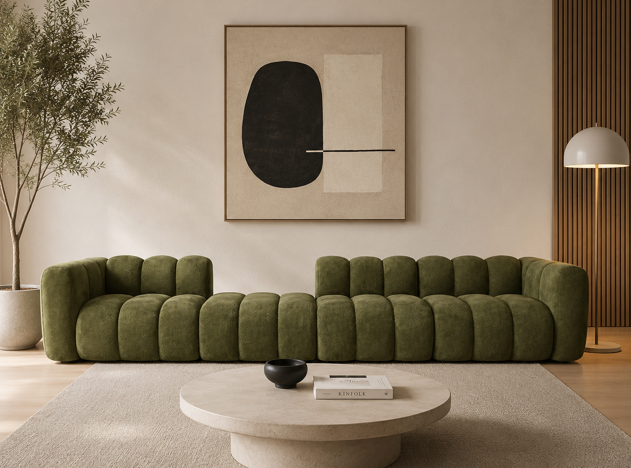 Nowoczesna pikowana sofa modułowa tapicerowana Arand SL+P+S+SP