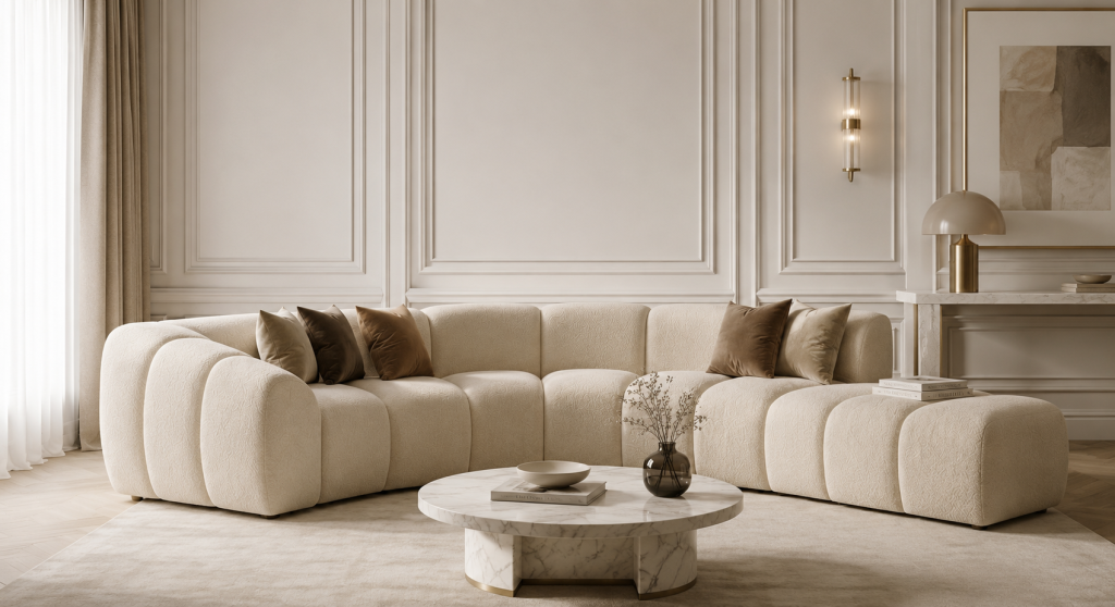Nowoczesna Sofa Narożna do Salonu Arand Line RL+R+P - Modułowa Tapicerowana Pikowana