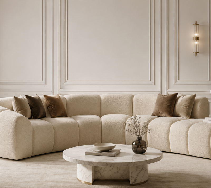Nowoczesna Sofa Narożna do Salonu Arand Line RL+R+P - Modułowa Tapicerowana Pikowana