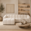 Narożna Sofa Modułowa Tapicerowana Arand Line SZL+SP4 - Nowoczesny Pikowany Narożnik Z Szezlongiem