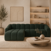 Narożna Sofa Modułowa Tapicerowana Arand Line SZL+SP4 - Nowoczesny Pikowany Narożnik Z Szezlongiem
