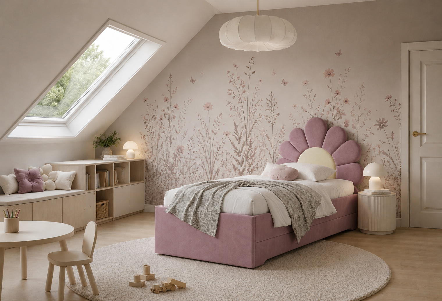 Łóżko Dziecięce Double Bed Daisy Stokrotka - Podwójne Łóżko Tapicerowane Z Szufladą Spania