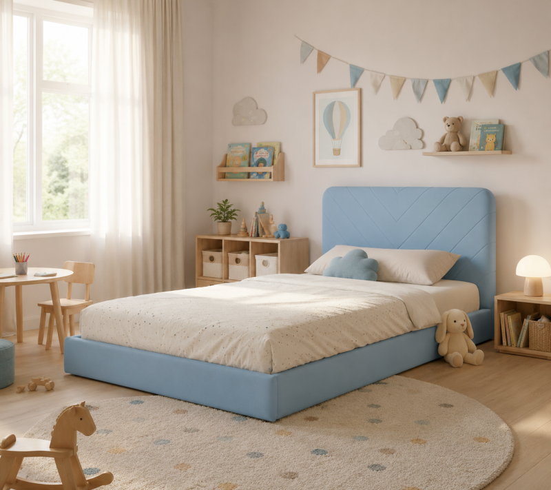 Rosnące Łóżko Dziecięce Stitch Jodełka Legs Texti - Tapicerowana Elegancja