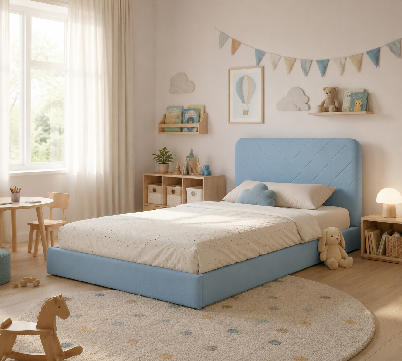 Rosnące Łóżko Dziecięce Stitch Jodełka Legs Texti - Tapicerowana Elegancja
