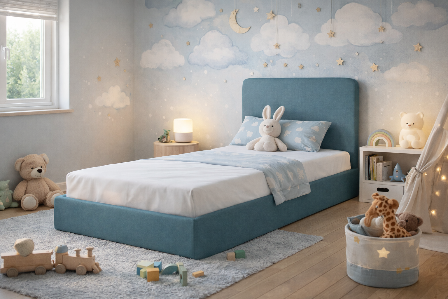 Łóżko Tapicerowane Rosnące Dziecięce Redu Kids Legs Texti