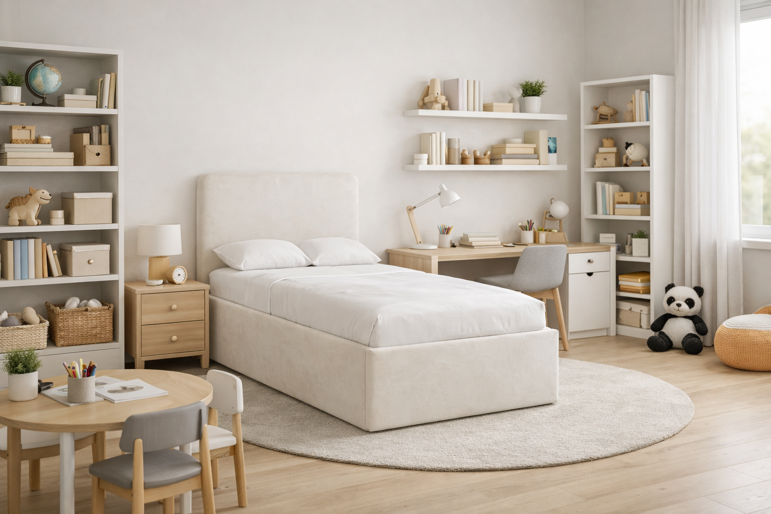 Tapicerowane Łóżko Dziecięce Redu Kids Box Texti - Elegancja z Lamówką i Skrzynią