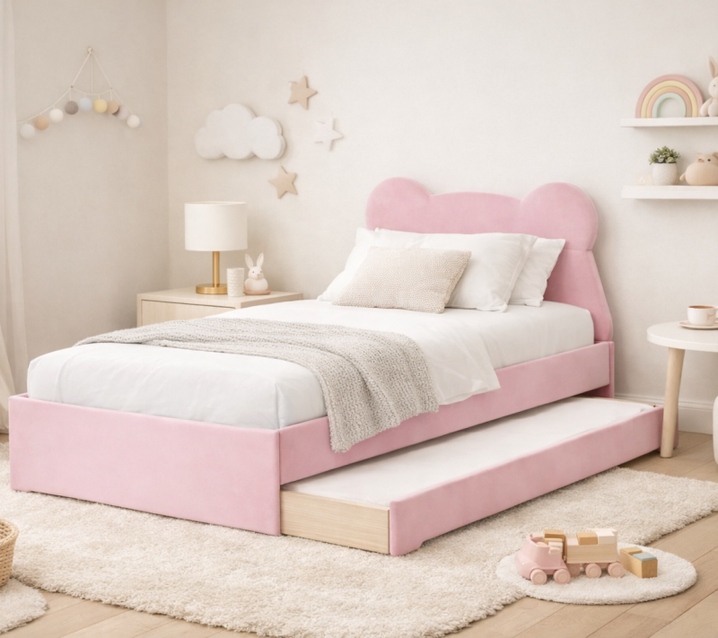 Podwójne Łóżko Wysuwane Double Bed Miś Teddy - Funkcjonalność dla Rodzeństwa