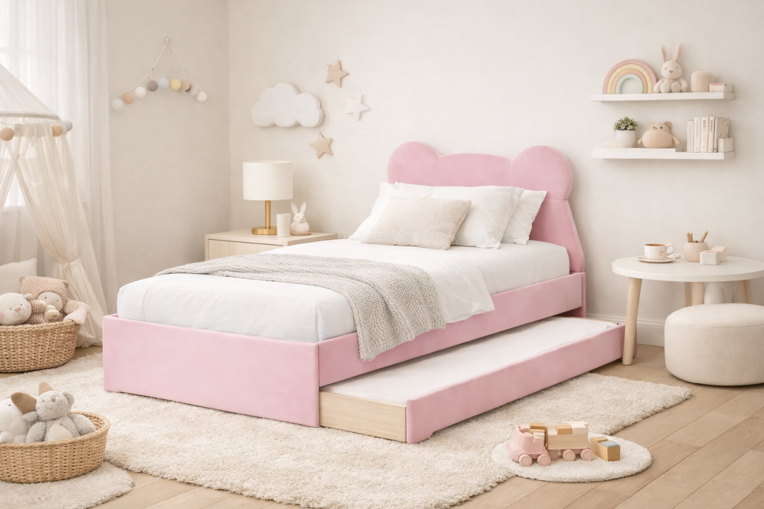 Podwójne Łóżko Wysuwane Double Bed Miś Teddy - Funkcjonalność dla Rodzeństwa