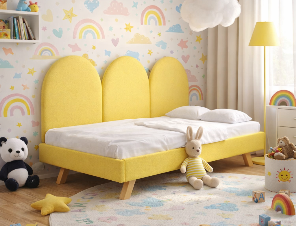 Rosnące Łóżko Dziecięce Sofa Legs Texti – Stylowa Sofa z Tapicerowanymi Panelami