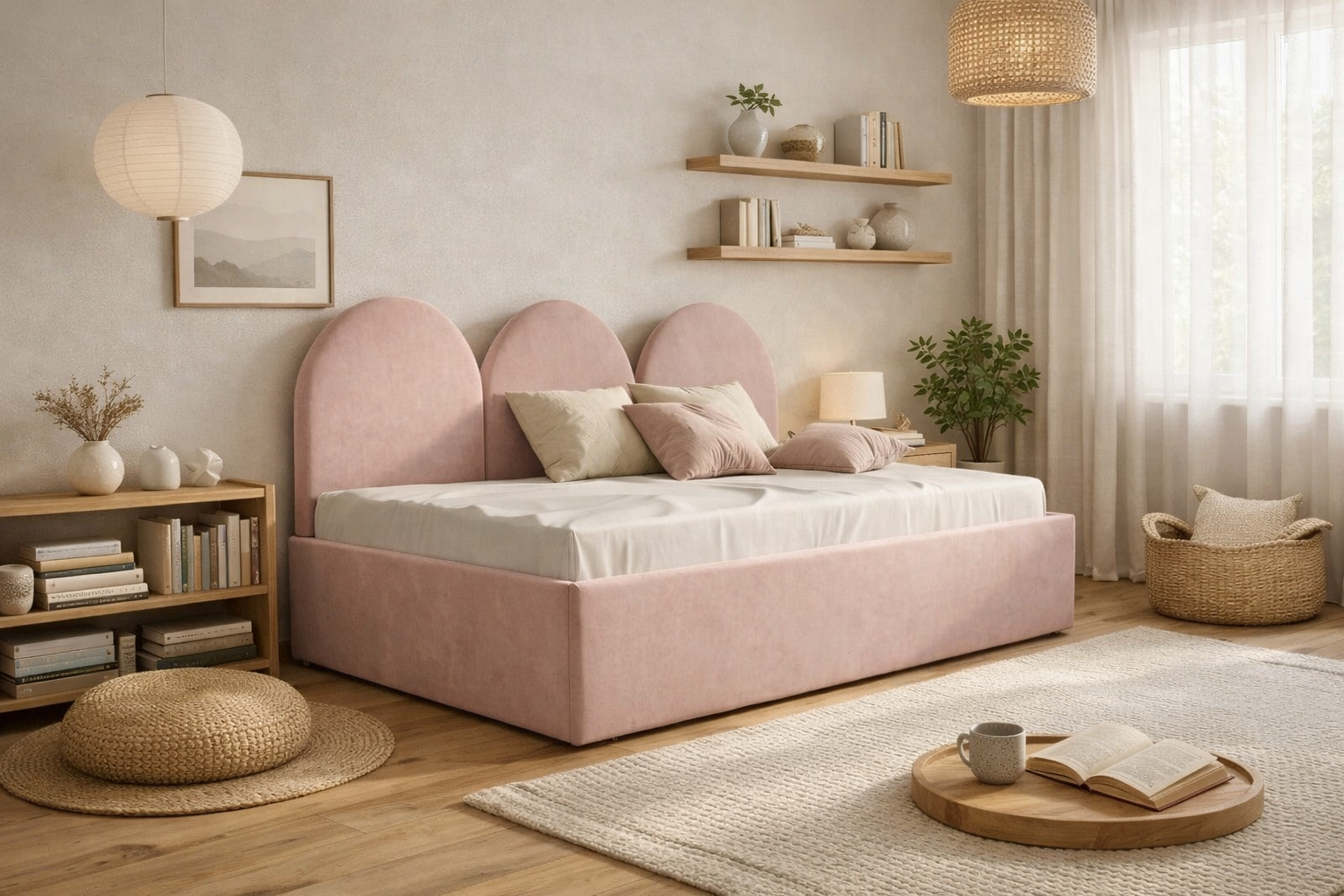 Młodzieżowe Łóżko Sofa Box Texti - Z Panelami Ściennymi i Pojemną Skrzynią